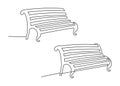 Park bench, garden bench. Continuous line drawing. Linear vector illustration, isolated on white background Royalty Free Stock Photo