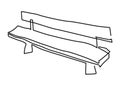 Park bench, garden bench. Continuous line drawing. Linear vector illustration, isolated on white background Royalty Free Stock Photo