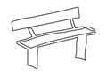 Park bench, garden bench. Continuous line drawing. Linear vector illustration, isolated on white background Royalty Free Stock Photo