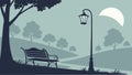 Park Bench Lamppost Night Scene Trees Solitude, vector design Generative AI Royalty Free Stock Photo