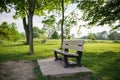 Park bench in nature area Royalty Free Stock Photo