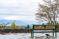 Park bench overlooking downtown Vancouver Royalty Free Stock Photo