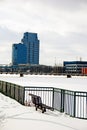 Park Bench overlooking the Grand River Royalty Free Stock Photo