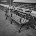 Park Bench on Sidewalk in Addison Royalty Free Stock Photo