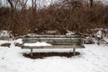 Park bench in snow Royalty Free Stock Photo