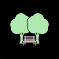 Park Bench with tree icon isolated on black background Royalty Free Stock Photo