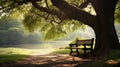 park bench tree