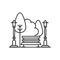 Park bench tree landscape line icon. Element of landscapes icon Royalty Free Stock Photo