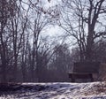 Park bench waiting for Spring