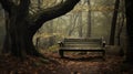 park bench in woods Royalty Free Stock Photo