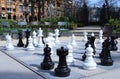 Park with big chess figures Royalty Free Stock Photo