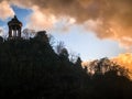 Park of the Buttes Chaumont at sunset Royalty Free Stock Photo