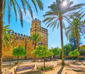 The park in Caballerizas Reales street in front of Alcazar of Cordoba, Spain