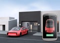 Park car by automatic parking app concept