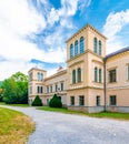 Park and Castle Cechy pod Kosirem, Moravia, Czech Republic. Chateau built in empire style. Outdoors view from public park