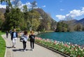 Park Ciani at the lake Lugano on a spring sunny day. Lugano, canton of Ticino, Switzerland, Europe