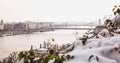 Park of citadel covered with snow, Buda Castle, Budapest , Hungary Royalty Free Stock Photo
