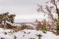 Park of citadel covered with snow, Buda Castle, Budapest , Hungary Royalty Free Stock Photo