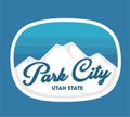 Park City with white mountain background