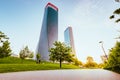 Park of the CityLife district of Milan with modern skyscrapers in the background