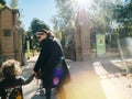 park de Ciutadella in sunlight, Barcelona single mother with ki