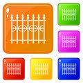 Park fence icons set vector color