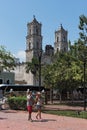 Park Francisco Canton with the church San Servivio in Valladolid, Mexico