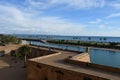 Park in front of the cathedral in Palma de Mallorca Royalty Free Stock Photo