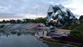 The park of futuroscope during the sunset