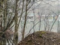 Park Grodek in Jaworzno in Poland during rainy weather, i.e. Polish Maldives (developed area of former quarries