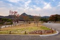 A park in the grounds of Gyeongbokgung Palace and Inwangsan Mountain Royalty Free Stock Photo