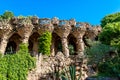 Park guell columns and viaducts, Barcelona, Spain - May 16, 2018. Royalty Free Stock Photo