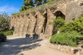 Park guell columns and viaducts, Barcelona, Spain - May 16, 2018. Royalty Free Stock Photo