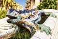 Park Guell. Grand staircase with mosaic Salamander, Barcelona Royalty Free Stock Photo