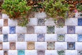 Barcelona Spain: mosaic wall in Park Guell