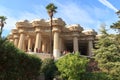 Park Guell Sala Hipostila columns and main terrace in Barcelona Royalty Free Stock Photo