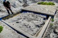 Park guide pointing out artifacts in Dinosaur Provincial Park Alberta Royalty Free Stock Photo