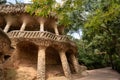 PARK GUELL, BARCELONA, CATALONIA: columns and viaducts designed by Antoni Gaudi. Royalty Free Stock Photo