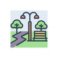 Color illustration icon for Park, garden and belvedere