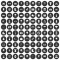 100 park icons set black circle Royalty Free Stock Photo