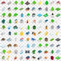 100 park icons set, isometric 3d style Royalty Free Stock Photo