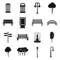 Park icons set, simple ctyle