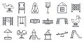 Park kid playground icon set, outline style Royalty Free Stock Photo