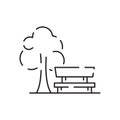 Park kid playground vector line icon. Rung and hawser bar on outside yard ground grass lawn. Freehand crossbar retro