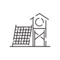 Park kid playground vector line icon. Rung and hawser bar on outside yard ground grass lawn. Freehand crossbar retro