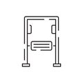 Park kid playground vector line icon. Rung and hawser bar on outside yard ground grass lawn. Freehand crossbar retro