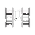 Park kid playground vector line icon. Rung and hawser bar on outside yard ground grass lawn. Freehand crossbar retro