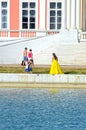 Park Kuskovo Estate. The Grand Palace. Photographer staircase. Model. Reflection. pond