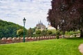 Park in Kutna Hora in the Czech Republic with St. Barbara`s Cathedral in the background Royalty Free Stock Photo