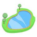 Park lake icon isometric vector. Underwater jump